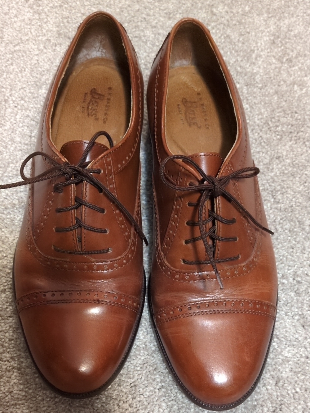 G. H. Bass & Co Brown Leather Cap Toe Oxford Dress/Formal Shoe Size 9